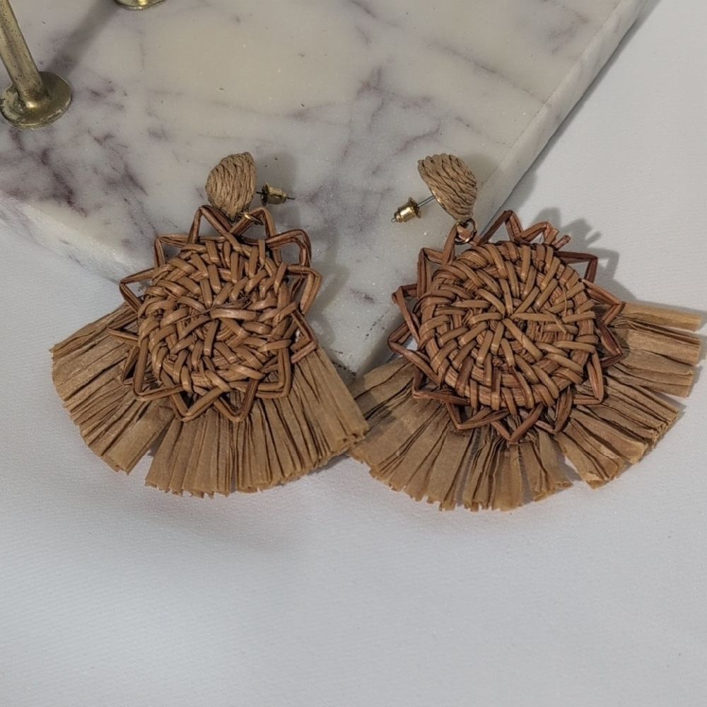 Woven Tan Earrings ( Light Weight)
